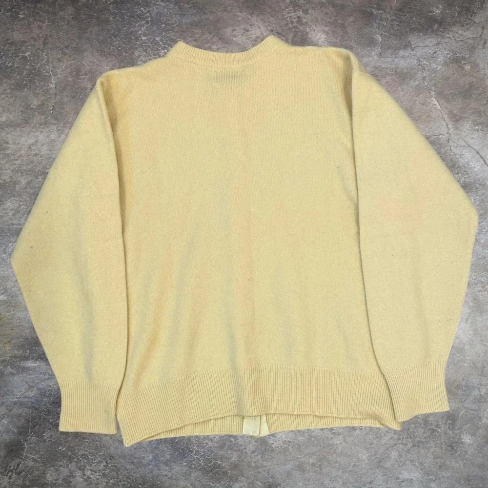 Vintage The Cashmere Company Butter Yellow Cardigan Adult Size 42 Preppy 90s